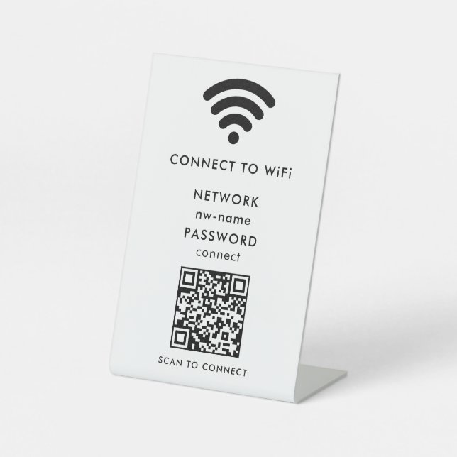 QR-Code des WiFi-Netzwerks scannen, um das Interne Sockelschild (Vorderseite)