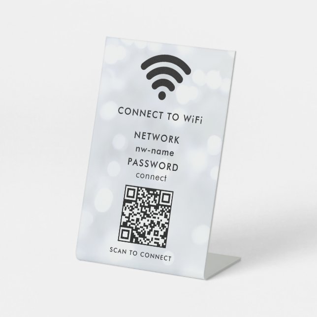 QR-Code des WiFi-Netzwerks scannen, um das Interne Sockelschild (Vorderseite)
