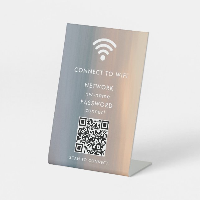 QR-Code des WiFi-Netzwerks scannen, um das Interne Sockelschild (Vorderseite)