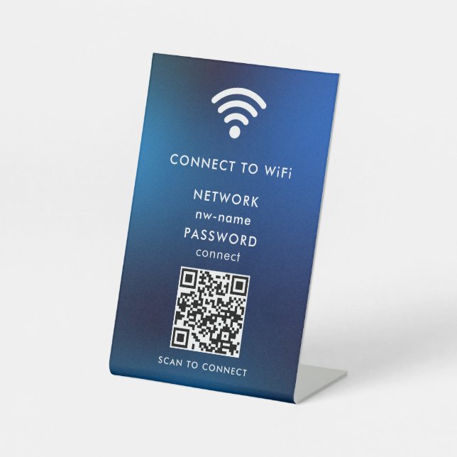 QR-Code des WiFi-Netzwerks scannen, um das Interne Sockelschild (Vorderseite)