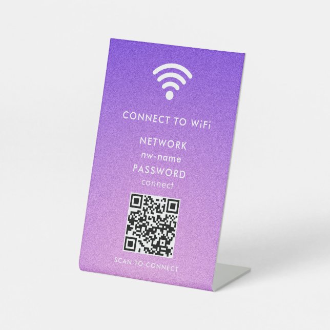 QR-Code des WiFi-Netzwerks scannen, um das Interne Sockelschild (Vorderseite)