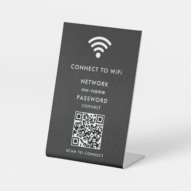 QR-Code des WiFi-Netzwerks scannen, um das Interne Sockelschild (Vorderseite)