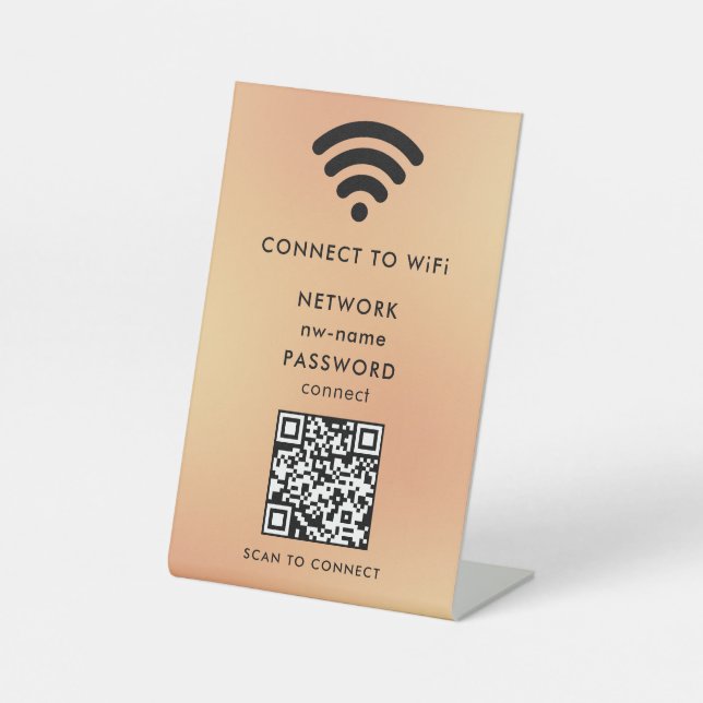QR-Code des WiFi-Netzwerks scannen, um das Interne Sockelschild (Vorderseite)