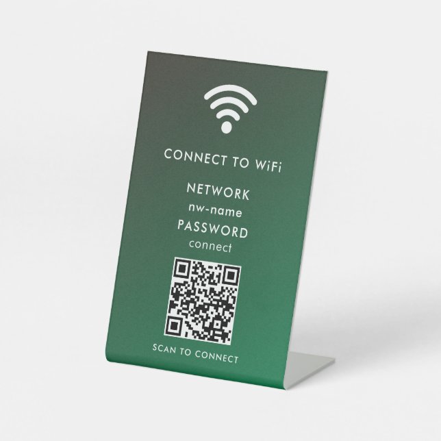 QR-Code des WiFi-Netzwerks scannen, um das Interne Sockelschild (Vorderseite)