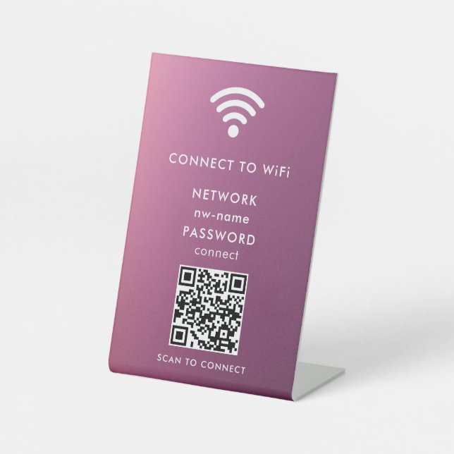 QR-Code des WiFi-Netzwerks scannen, um das Interne Sockelschild (Vorderseite)