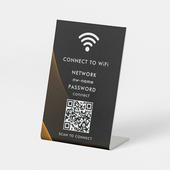 QR-Code des WiFi-Netzwerks scannen, um das Interne Sockelschild (Vorderseite)