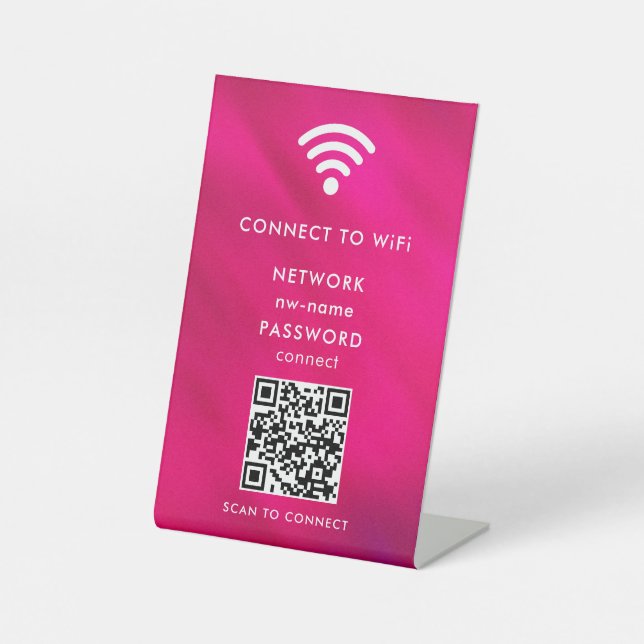 QR-Code des WiFi-Netzwerks scannen, um das Interne Sockelschild (Vorderseite)