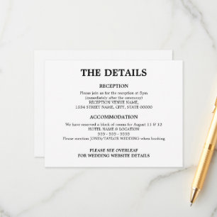 QR-Code-Detailkarte für Minimalistische Hochzeiten Begleitkarte