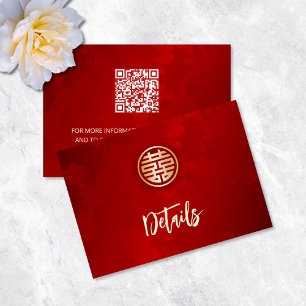 QR-Code   Details zur Hochzeit in Rot-Chinesisch Begleitkarte