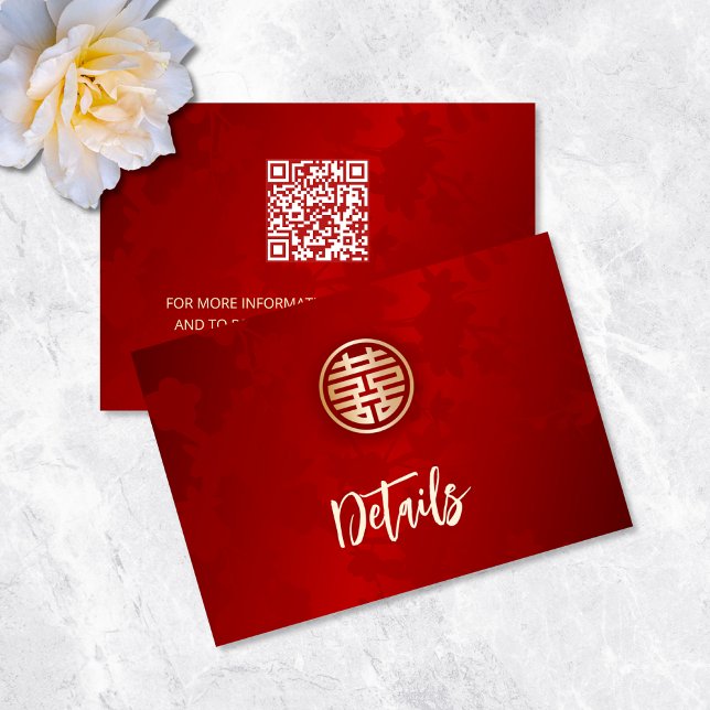QR-Code | Details zur Hochzeit in Rot-Chinesisch Begleitkarte (Von Creator hochgeladen)