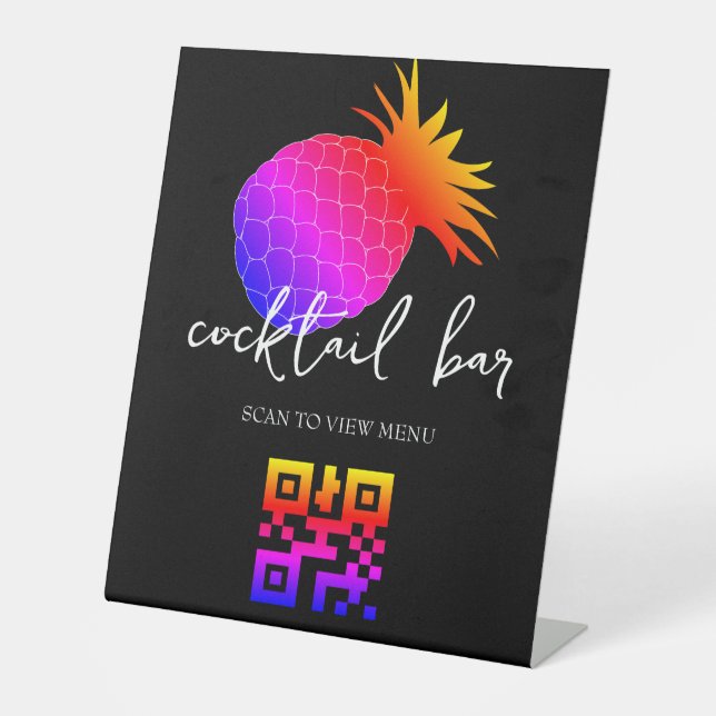 QR Code Digital Menu Cocktail Bar Sockelschild (Vorderseite)