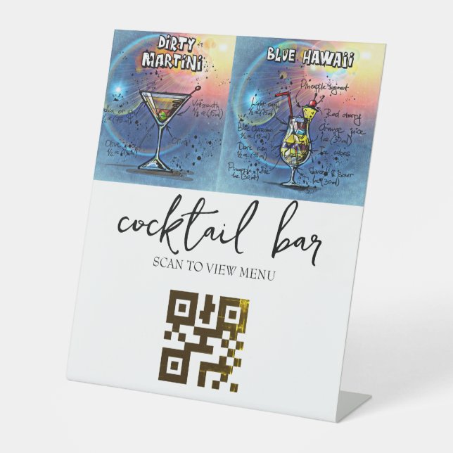 QR Code Digital Menu Cocktail Bar Sockelschild (Vorderseite)