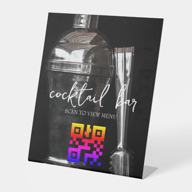 QR Code Digital Menu Cocktail Bar Sockelschild (Vorderseite)