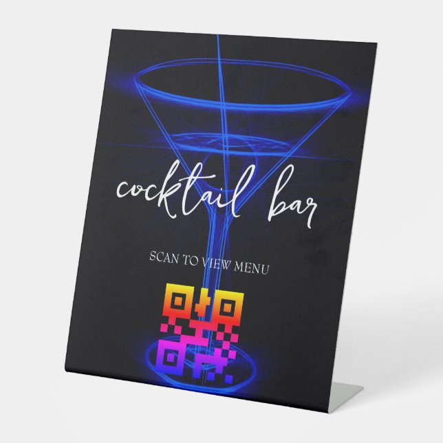 QR Code Digital Menu Cocktail Bar Sockelschild (Vorderseite)