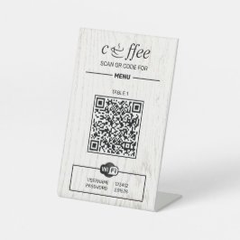 QR Code Digital Menu Holzschild Sockelschild
