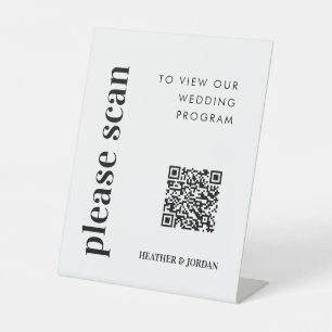 QR Code Digital Wedding Program Sign Sockelschild