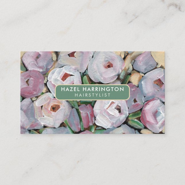 QR-Code Digitales Scannieren Abstrakter Blütenblum Visitenkarte (Vorderseite)