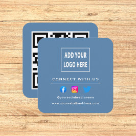 QR Code Dusty Blue Folgen Sie der Prüfung, um mit  Quadratische Visitenkarte