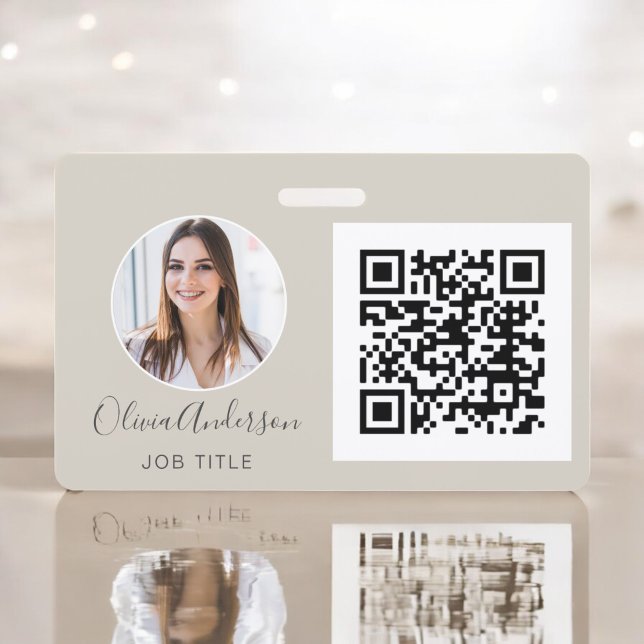 QR Code Earth Tone Foto Business Card Ausweis (Von Creator hochgeladen)