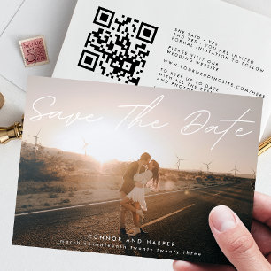 QR CODE Einfach elegantes Foto Save the Date Ankündigung