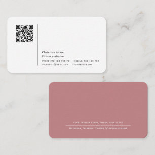 QR-Code Einfach moderne Dusty Pink Beruflich Visitenkarte