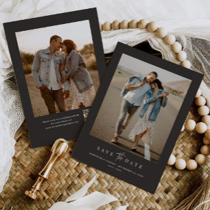 QR-Code Einfach moderne Minimalistische zwei Foto Save The Date