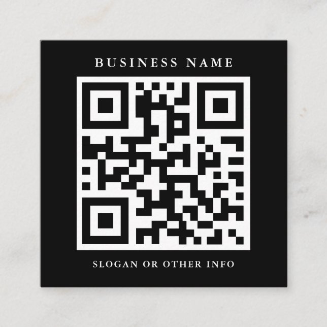 QR-Code Einfache Black Square Business Card Quadratische Visitenkarte (Vorderseite)