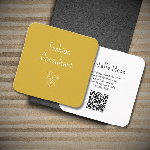 QR-Code Einfache Blume Gold Boho Quadratische Visitenkarte