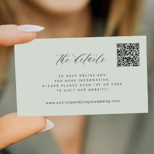 QR CODE einfache elegante Hochzeitsdetails Salon G Begleitkarte