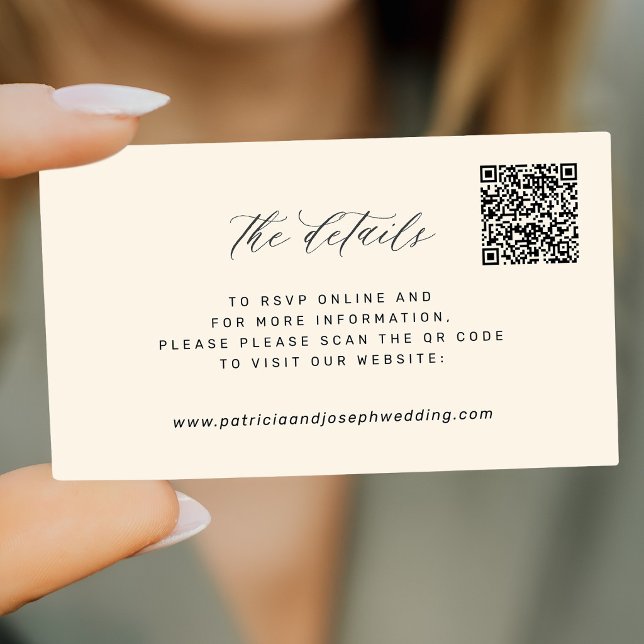 QR CODE einfache elegante Hochzeitswebsite-Details Begleitkarte (Von Creator hochgeladen)