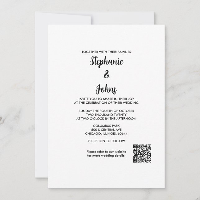 QR Code Einfache Elegante Script Classic 2024 Hoch Einladung (Vorderseite)