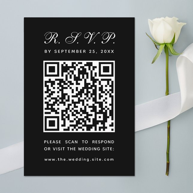 QR-Code Einfache kalligraphische Hochzeit RSVP Karte (Von Creator hochgeladen)