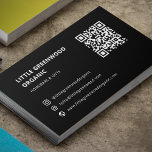 QR Code Einfache moderne Minimal-Schwarz-Instagram Visitenkarte<br><div class="desc">Ein einfaches, benutzerdefiniertes Icon Business Template in einem modernen minimalistischen Stil auf einem stilvollen schwarzen Hintergrund. Die Vorlage kann einfach mit Ihrem QR-Code, instagram Social Media Handle, E-Mail-Adresse, Website-URL und Firmeninformationen aktualisiert werden. Die Icons lassen sich einfach durch eigene Icons ersetzen, um ein wirklich berufliches Design für Ihr eigenes Unternehmen...</div>