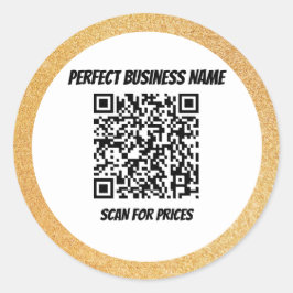 QR Code Einfache schwarze Seide Luxus Gold Rahmen Runder Aufkleber