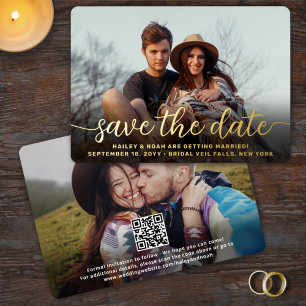 QR-Code einfaches Skript Hochzeit Terminankündigun Folieneinladung