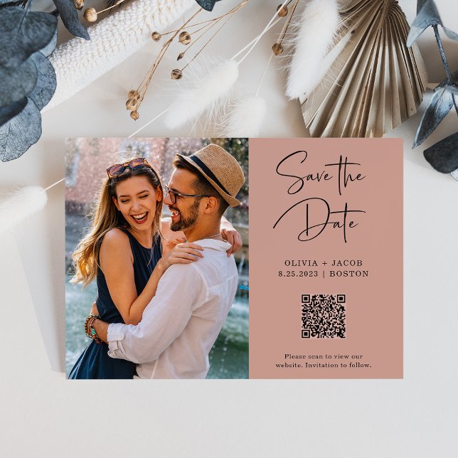 QR-Code | Einfaches und modernes Foto Save the Dat Postkarte (Von Creator hochgeladen)