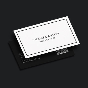QR-Code elegant Beruflich Schwarz/Weiß Visitenkarte