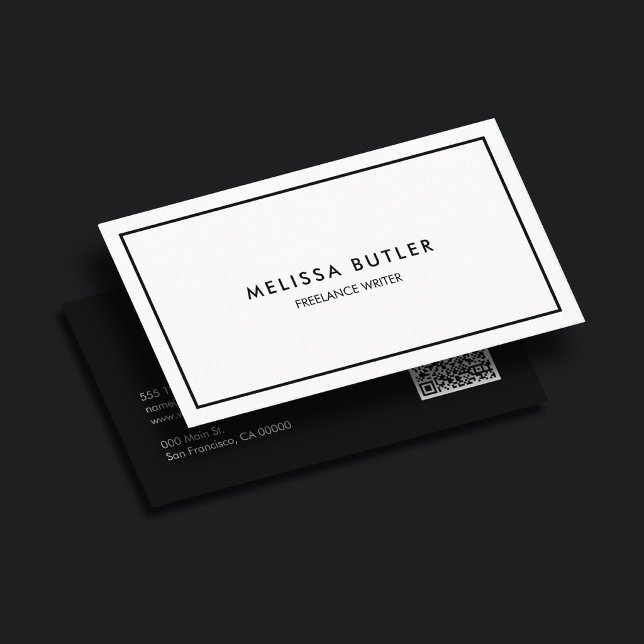 QR-Code elegant Beruflich Schwarz/Weiß Visitenkarte (Von Creator hochgeladen)