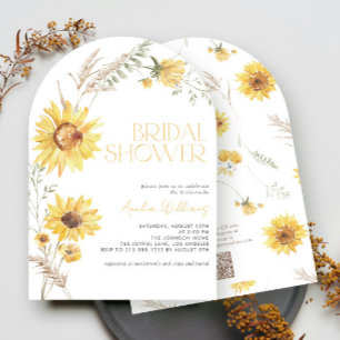 QR Code Elegant Boho Sonnenblumen Brautparty Einladung