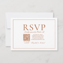 QR Code Elegant Burnt Orange Classic Script RSVP Karte