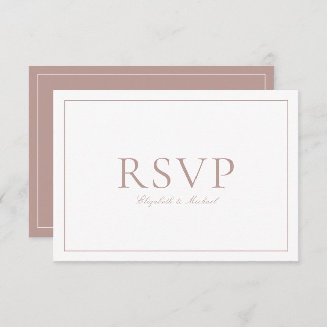 QR-Code Elegant Dusty Rose Monogram Wedding RSVP (Vorne/Hinten)