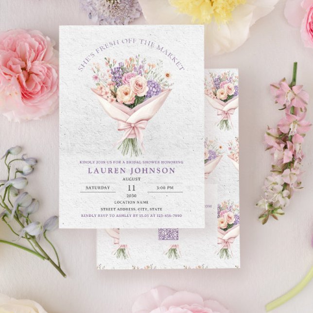 QR-Code Elegant Frisch Vom Markt Floral Braut- Einladung (Von Creator hochgeladen)