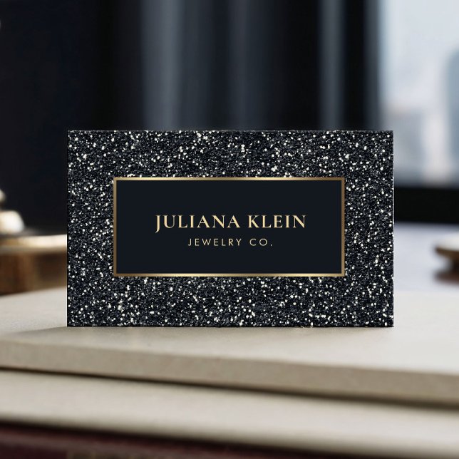 QR-Code-Elegant für Schwarzen Glitzer Visitenkarte (Von Creator hochgeladen)