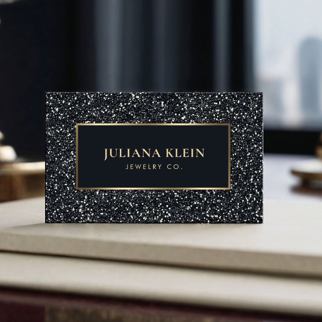 QR-Code-Elegant für Schwarzen Glitzer Visitenkarte (Von Creator hochgeladen)