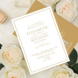 QR Code Elegant Gold Classic Script Wedding Einladung