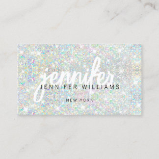 QR Code Elegant Holographic Glitter Beauty Visitenkarte