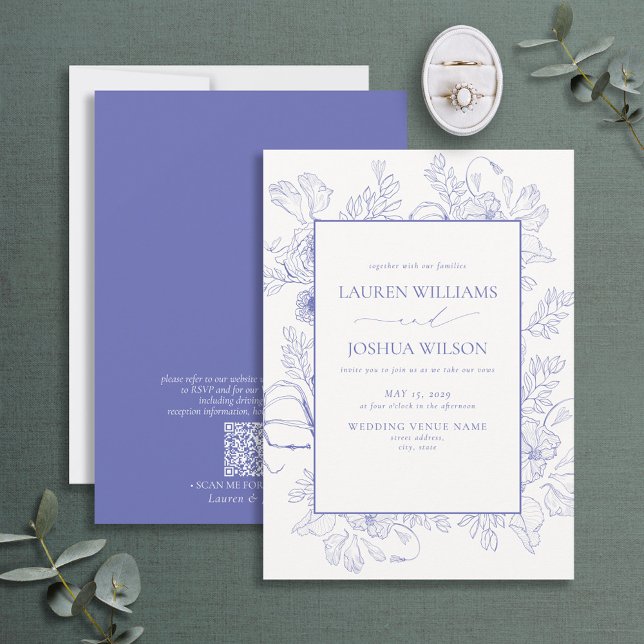 QR Code Elegant Lilac Lavender Floral Wedding Einladung (Von Creator hochgeladen)