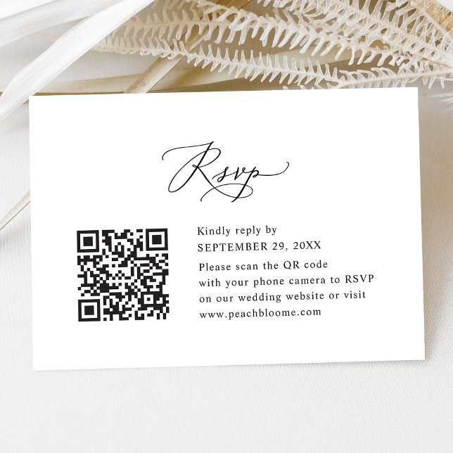 QR Code Elegant Moderne Kalligrafie Script Hochzei RSVP Karte (Von Creator hochgeladen)