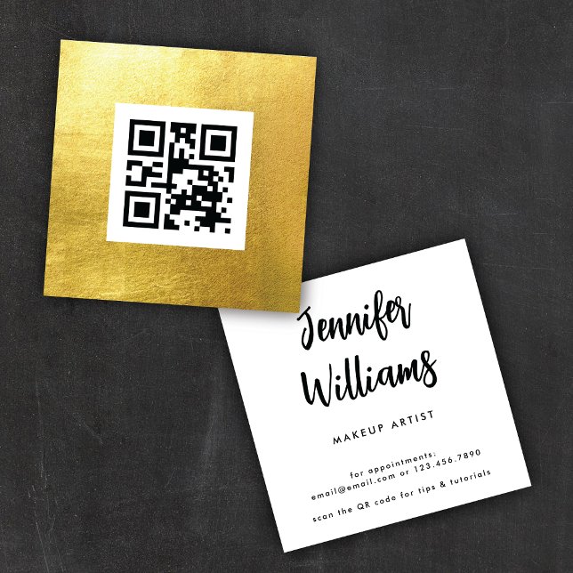 QR Code Elegant und Modernes Gold Quadratische Visitenkarte (Von Creator hochgeladen)