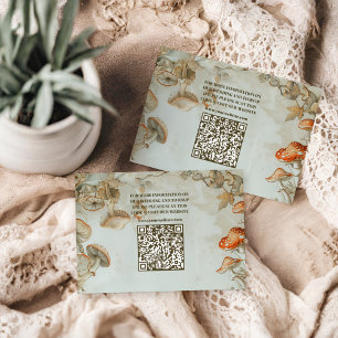 QR Code Elegant Woodland Mushroom Fern Wedding Begleitkarte